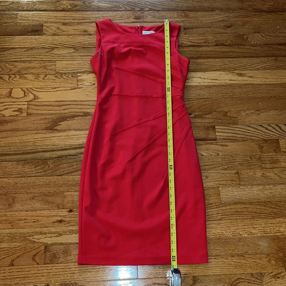 Calvin Klein Red Starburst Sleeveless Dress - Picture 4 of 8